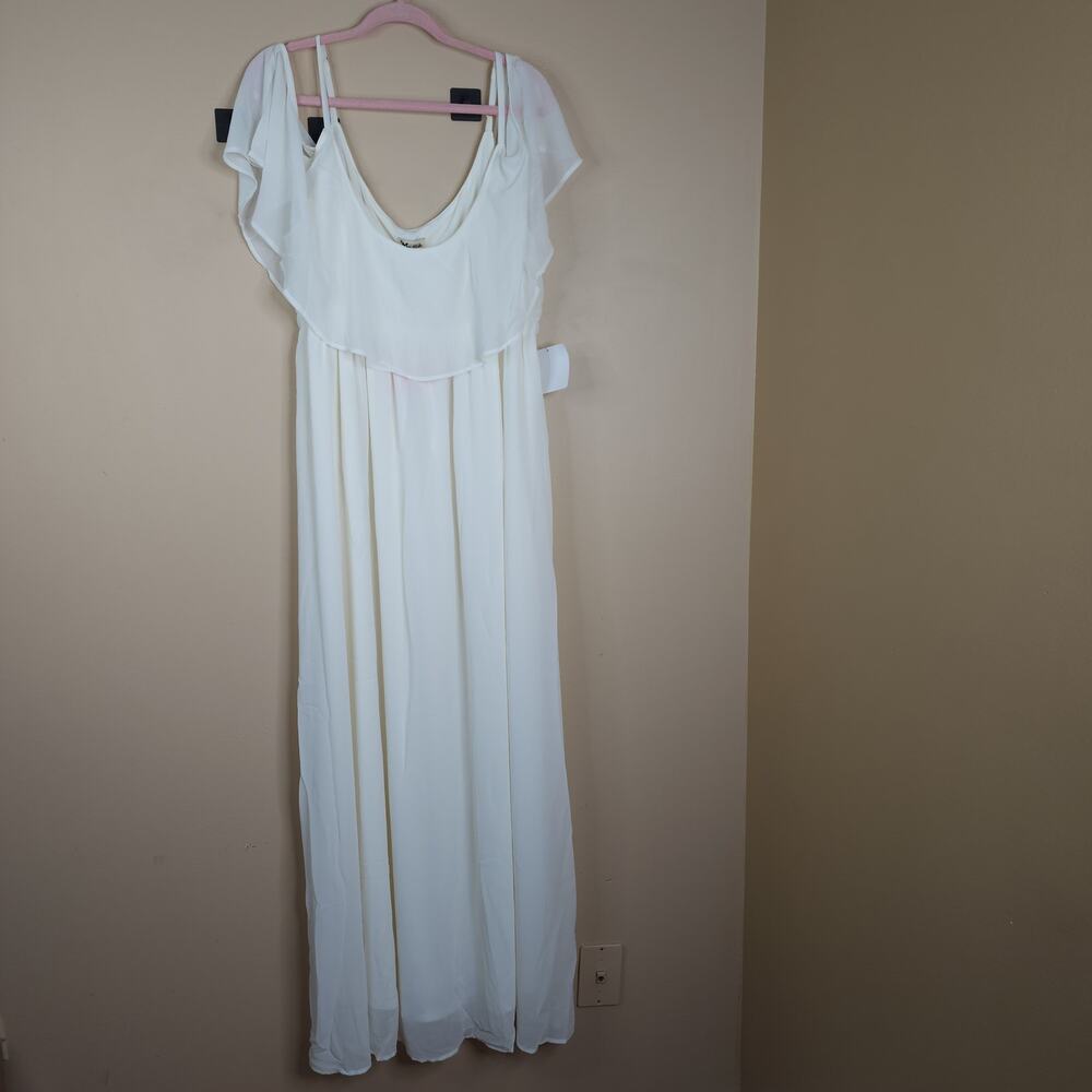 Show Me Your Mumu Caitlin Ruffle Maxi Dress in Wedding Cake Chiffon Size 1X